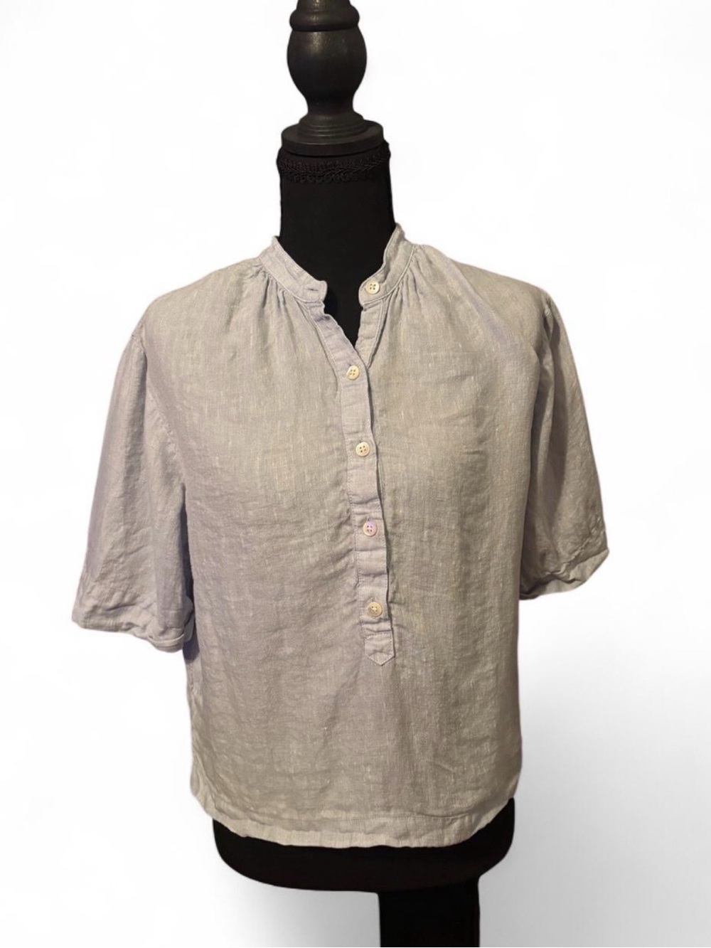 Haven Well Within Light Blue 100% Linen Blouse Size XS